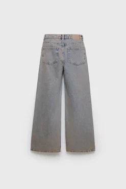 Niños ZARA Z3D +14 Años·Partes De Abajo<JEANS WIDE LEG EFECTO DESTEÑIDO