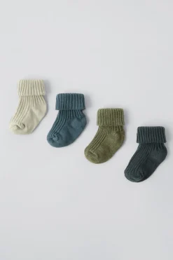 Niños ZARA 0 - 6 Meses·Ropa Interior / Pijamas|0 - 6 Meses·Básicos<PACK CUATRO CALCETINES COLORES