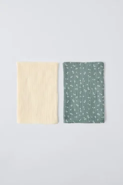 Niños ZARA 0 - 6 Meses·Básicos|6 - 18 Meses·Accesorios / Calcetines<PACK DOS MUSELINAS HOJITAS