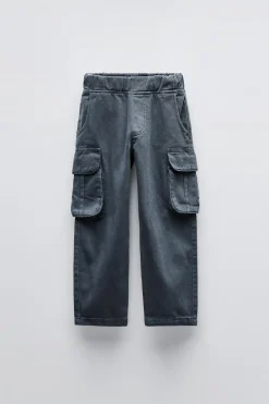 Niños ZARA 6 - 14 Años·Pantalones<PANTALÓN BARREL SARGA BOLSILLOS