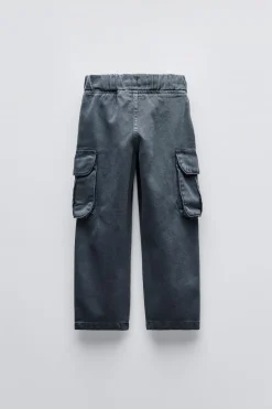 Niños ZARA 6 - 14 Años·Pantalones<PANTALÓN BARREL SARGA BOLSILLOS