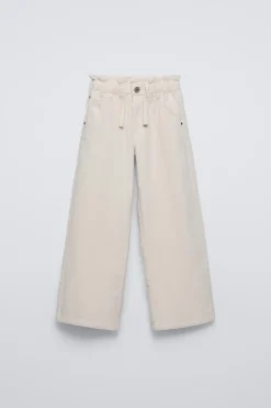 Niños ZARA 6 - 14 Años·Pantalones|6 - 14 Años·Total Look<PANTALÓN PAPERBAG PANA GRUESA