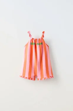 Niños ZARA 6 - 18 Meses·Vestidos / Monos<PETO CORTO RAYAS
