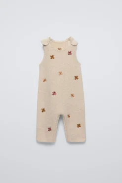 Niños ZARA 6 - 18 Meses·Punto|6 - 18 Meses·Vestidos / Monos<PETO PUNTO FLORES BORDADAS