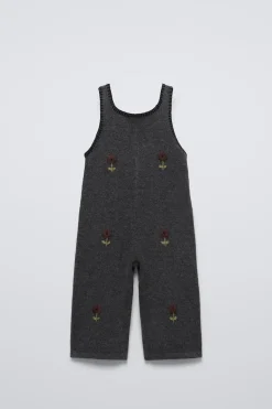 Niños ZARA 1½ - 6 Años·Vestidos / Petos|1½ - 6 Años·Punto<PETO PUNTO FLORES BORDADAS