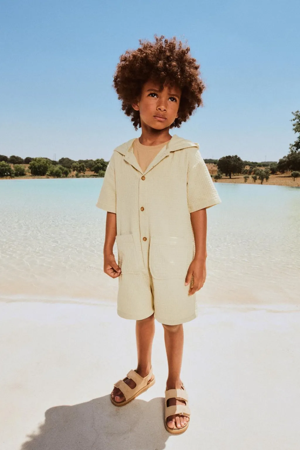 Niños ZARA 1½ - 6 Años·Faldas / Bermudas|1½ - 6 Años·Pantalones / Leggings<PETO WAFFLE CAPUCHA CORTO