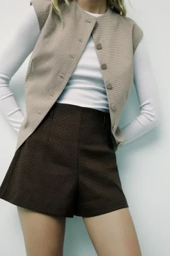 Online SHORTS TIRO ALTO CUADROS Mujer Faldas / Shorts