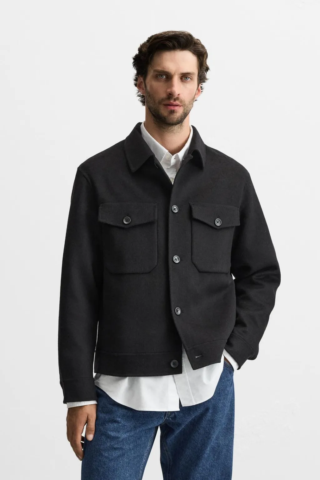 New SOBRECAMISA CON LANA Hombre Sobrecamisas