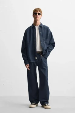 Fashion SOBRECAMISA DENIM BOLSILLO Hombre Sobrecamisas