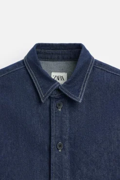 Fashion SOBRECAMISA DENIM BOLSILLO Hombre Sobrecamisas