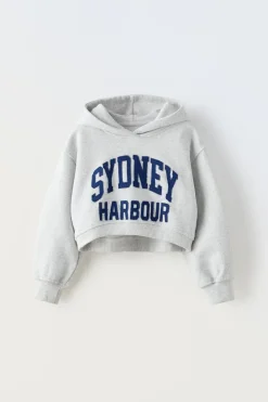 Niños ZARA 6 - 14 Años·Sudaderas<SUDADERA CROPPED TEXTO