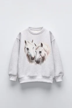 Niños ZARA 6 - 14 Años·Sudaderas<SUDADERA ESTAMPADA CABALLOS