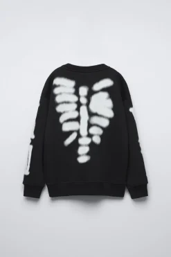 Niños ZARA 6 - 14 Años·Sudaderas|6 - 14 Años·Total Look<SUDADERA HUESOS ESQUELETO Y CALAVERA