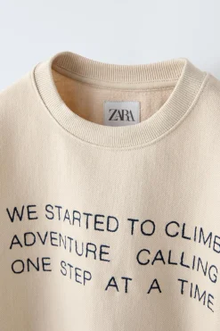 Niños ZARA 6 - 14 Años·Sudaderas<SUDADERA PIQUÉ TEXTO BORDADO