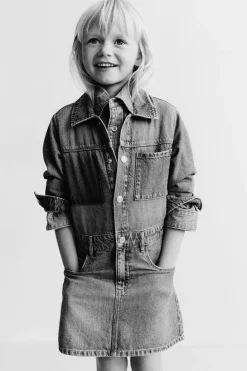 Niños ZARA 1½ - 6 Años·Vestidos / Petos|1½ - 6 Años·Jeans / Denim<VESTIDO DENIM BOLSILLOS