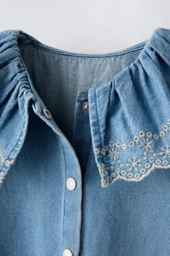 Niños ZARA 1½ - 6 Años·Vestidos / Petos|1½ - 6 Años·Jeans / Denim<VESTIDO DENIM BORDADOS