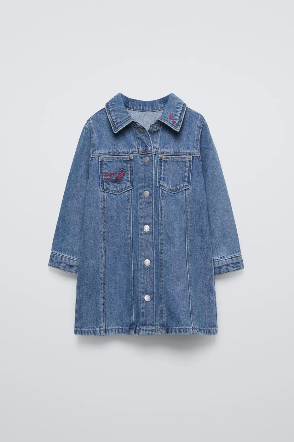 Niños ZARA 1½ - 6 Años·Vestidos / Petos|1½ - 6 Años·Jeans / Denim<VESTIDO DENIM BORDADOS