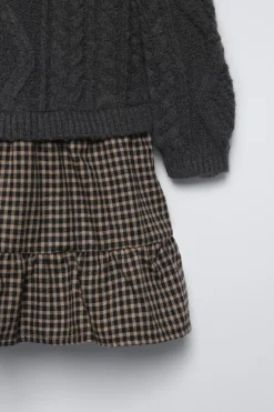 Niños ZARA 1½ - 6 Años·Vestidos / Petos|1½ - 6 Años·Punto<VESTIDO PUNTO COMBINADO CUADROS